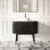 Positano Black Oak Curved Vanity Unit with Carrara Marble Top 1000mm - Basin Not Included