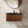Sorrento Fluted Black Walnut Wall Hung Drawer Vanity with Black Basin 800mm