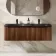 Sorrento Fluted Black Walnut Wall Hung Drawer Vanity with Black Double Basin 1200mm