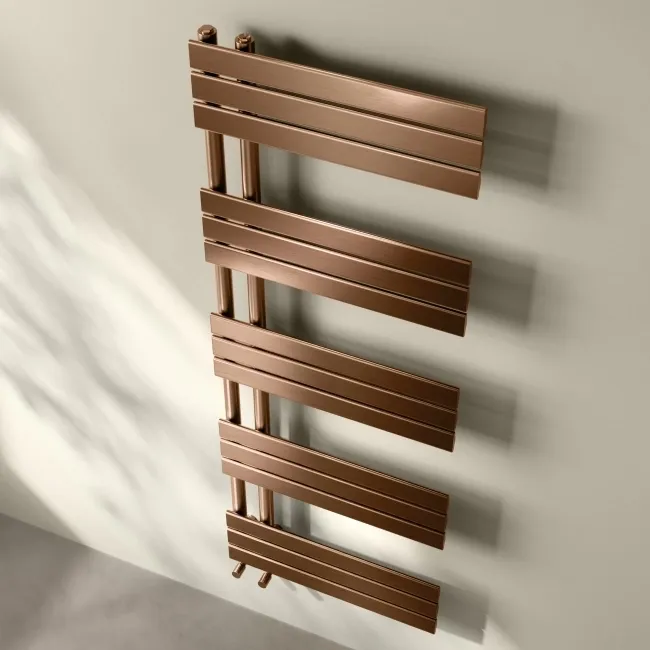 Seville Brushed Copper Designer Flat Panel Heated Towel Rail 1600x600mm