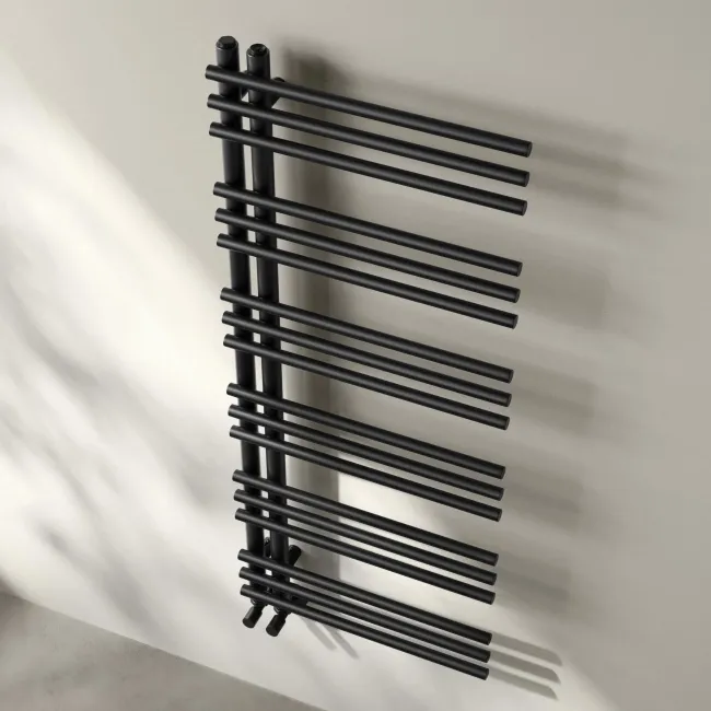 Cannes Matt Black Designer Heated Towel Rail 1200x500mm