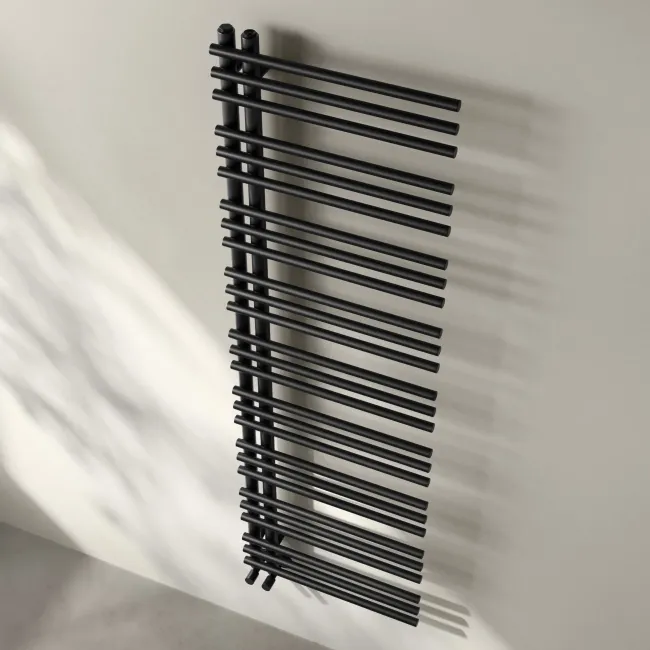 Cannes Matt Black Designer Heated Towel Rail 1600x500mm