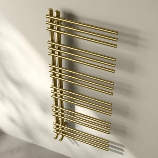Cannes Brushed Brass Designer Heated Towel Rail 1200x500mm