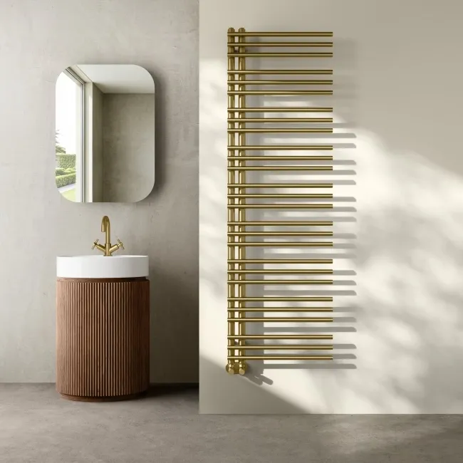 Cannes Brushed Brass Designer Heated Towel Rail 1600x500mm