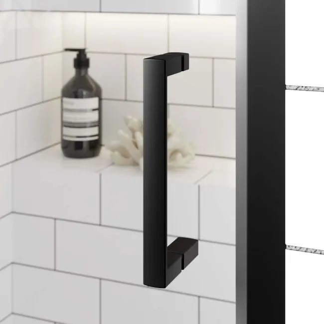 London Matt Black 6mm Pivot Shower Door 900mm