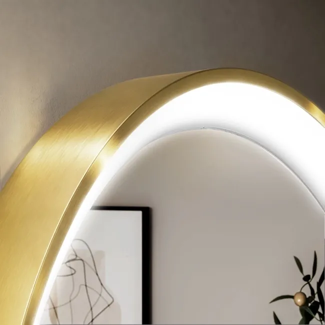 Libby Brushed Brass Round Illuminated LED Mirror 580mm