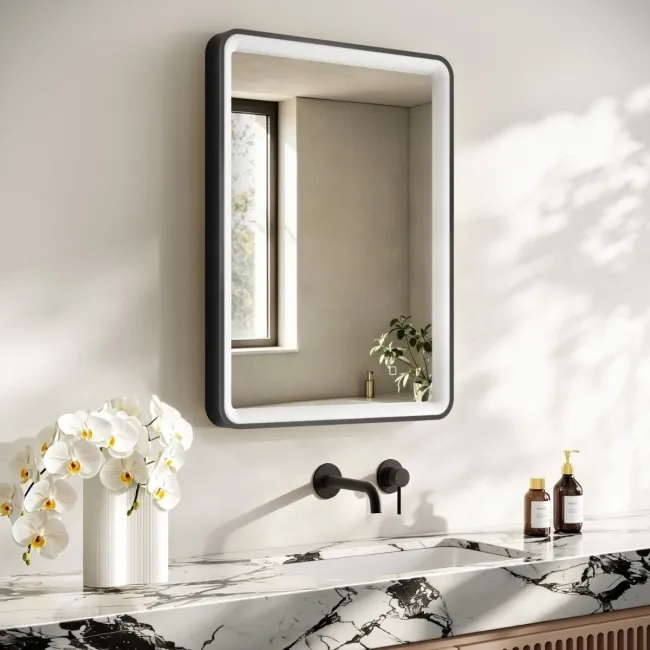Libby Matt Black Illuminated LED Mirror 800x600mm