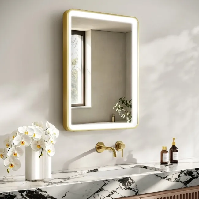 Libby Brushed Brass Illuminated LED Mirror 800x600mm