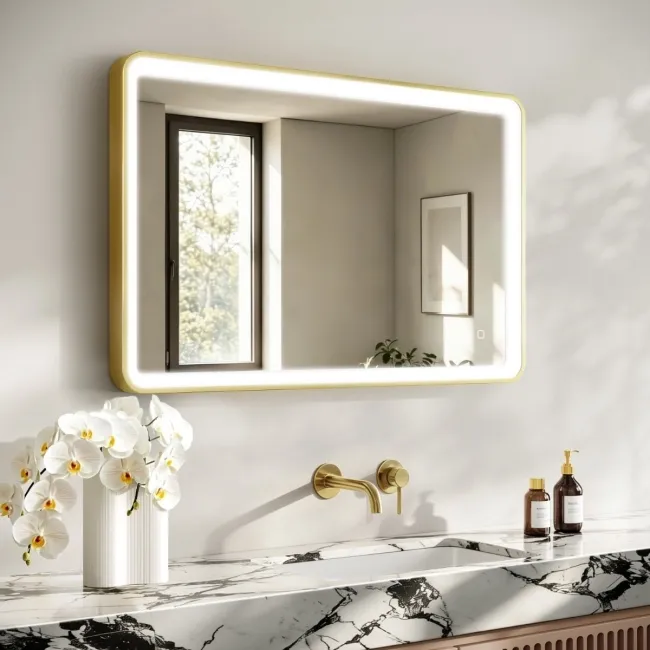 Libby Brushed Brass Illuminated LED Mirror 1026x655mm