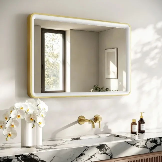 Libby Brushed Brass Illuminated LED Mirror 1026x655mm
