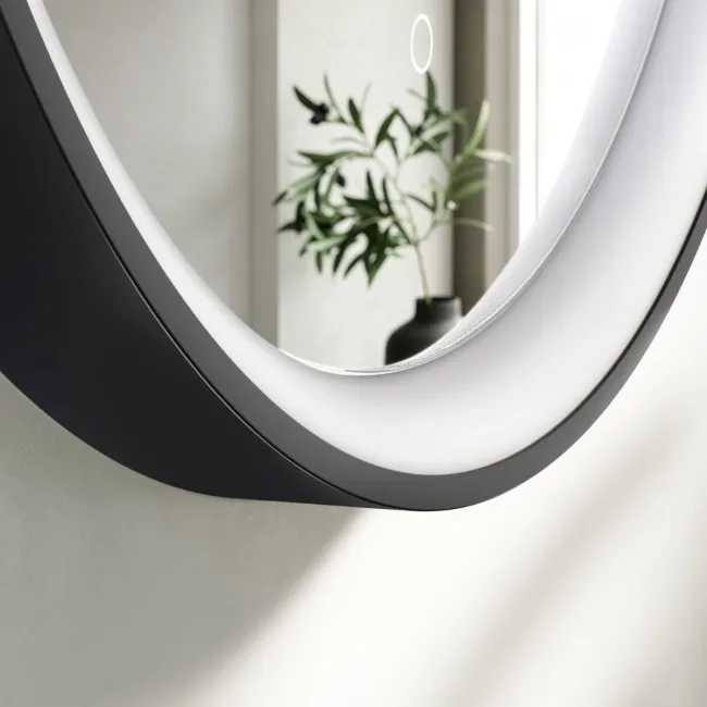 Libby Oval Matt Black Illuminated LED Mirror 800x520mm