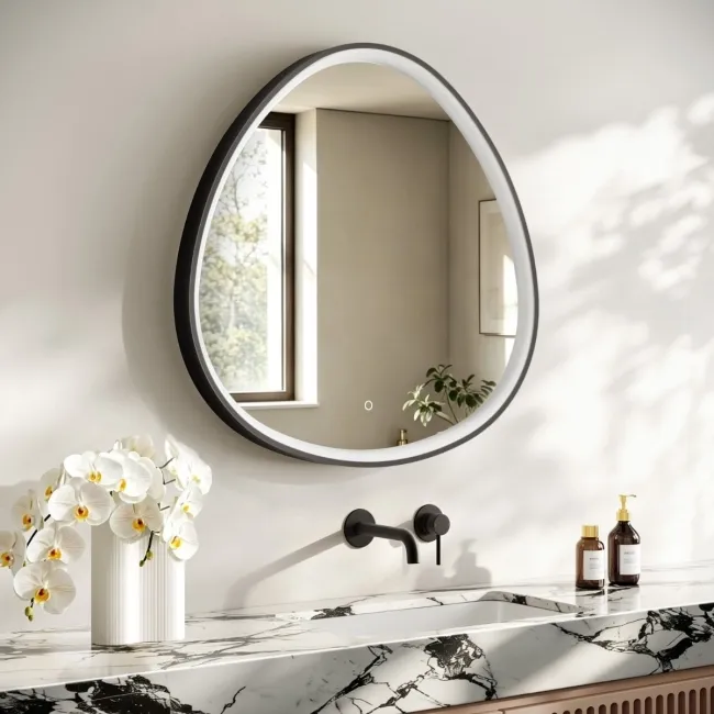 Libby Matt Black Illuminated LED Mirror 806x813mm