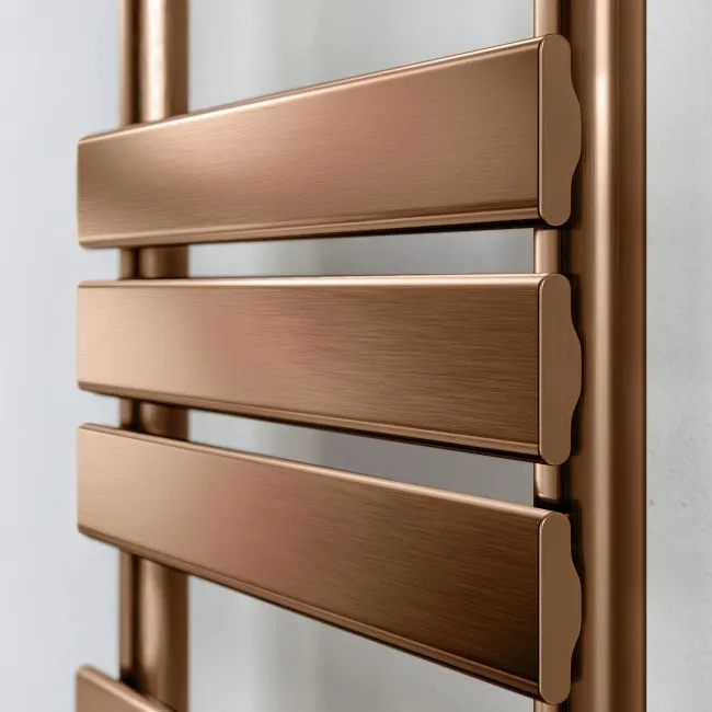 Santorini Electric Brushed Copper Flat Panel Heated Towel Rail 1200x450mm