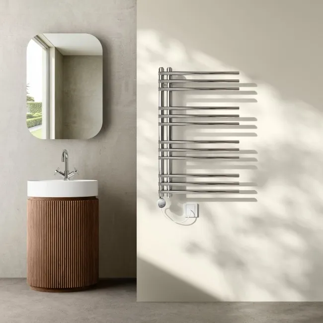 Cannes Electric Chrome Designer Heated Towel Rail 800x500mm
