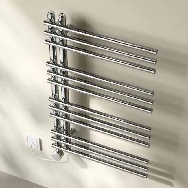 Cannes Electric Chrome Designer Heated Towel Rail 800x500mm
