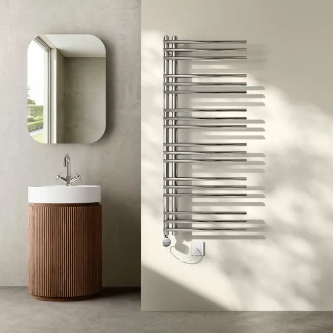 Cannes Electric Chrome Designer Heated Towel Rail 1200x500mm