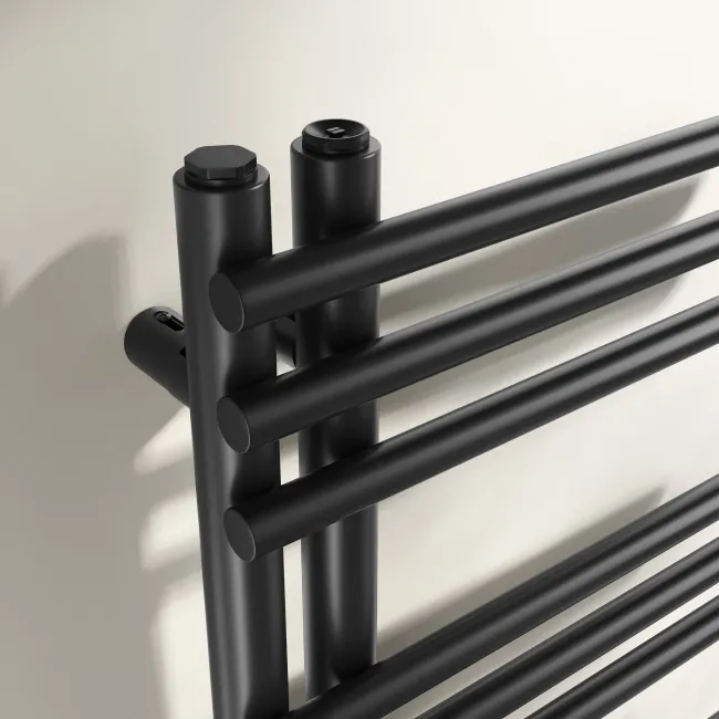 Cannes Electric Matt Black Designer Heated Towel Rail 800x500mm