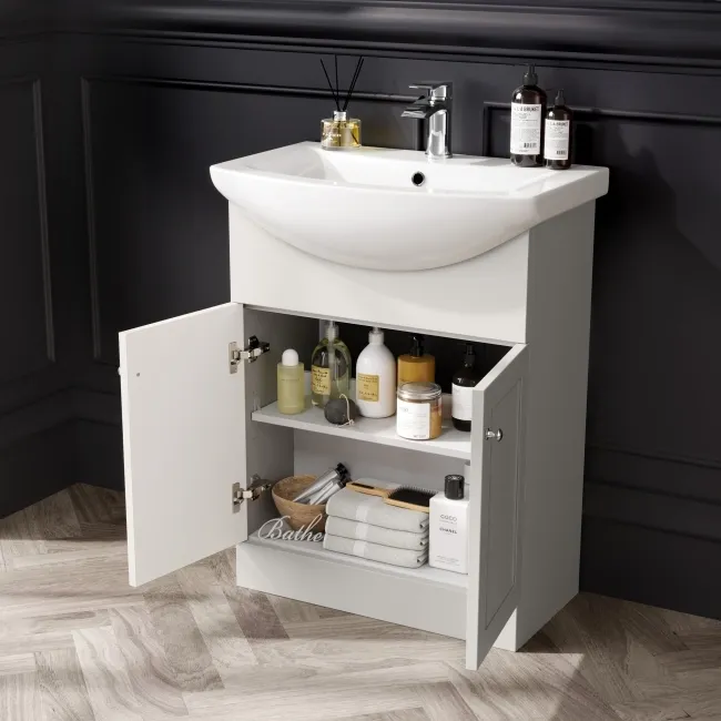 Capri Cotton White Combination Vanity Basin and Aruba Toilet 1150mm - Chrome Handles