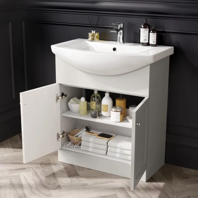 Capri Cotton White Combination Vanity Basin and Aruba Toilet 1350mm - Chrome Handles