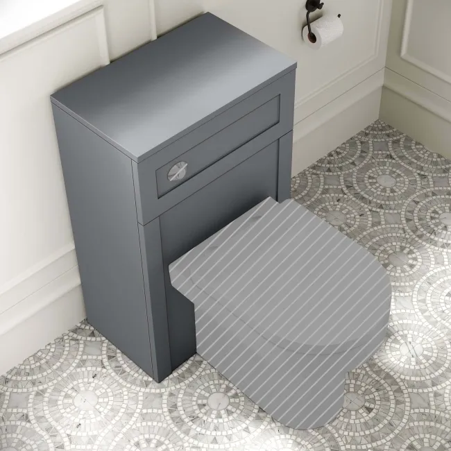 Capri Fog Grey Basin Vanity and Back To Wall Unit 1050mm (Excludes Toilet) - Chrome Handles
