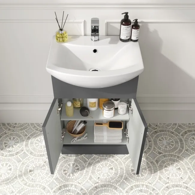 Capri Slate Grey Combination Vanity Basin and Aruba Toilet 1050mm - Chrome Handles