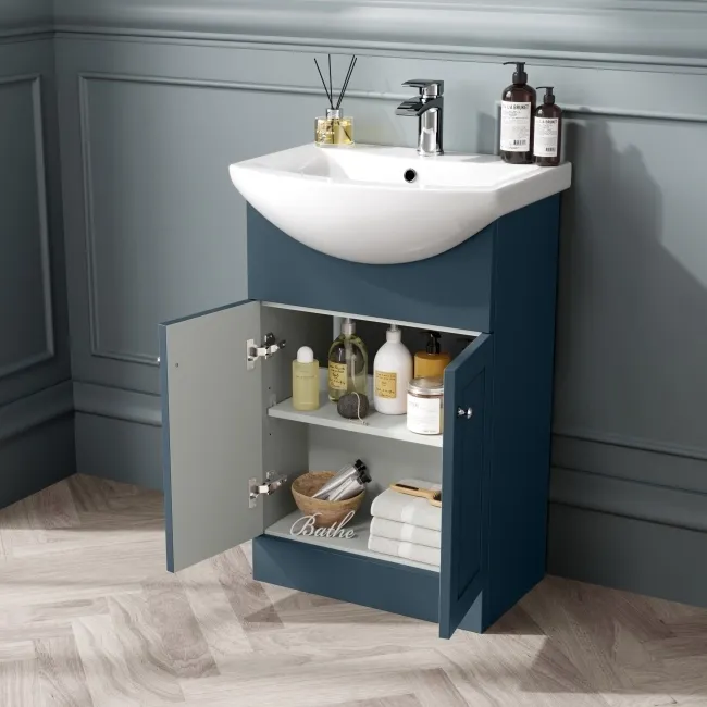 Capri Navy Blue Combination Vanity Basin and Aruba Toilet 1050mm - Chrome Handles
