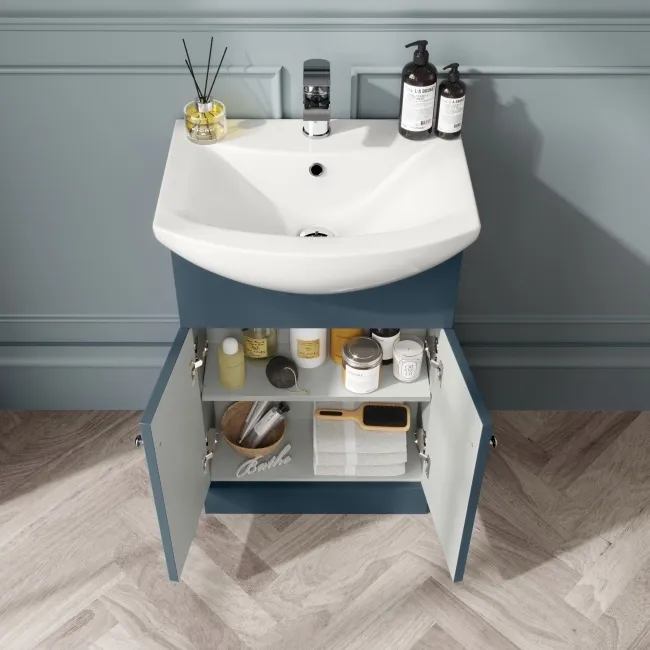 Capri Navy Blue Combination Vanity Basin and Aruba Toilet 1050mm - Chrome Handles