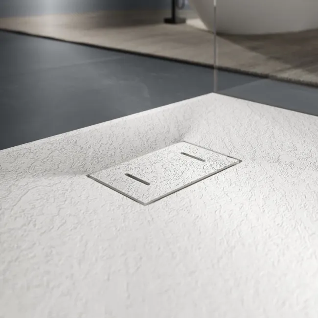 Berlin Rectangular Matt White Slate Effect SMC Composite Shower Tray 1800x700mm