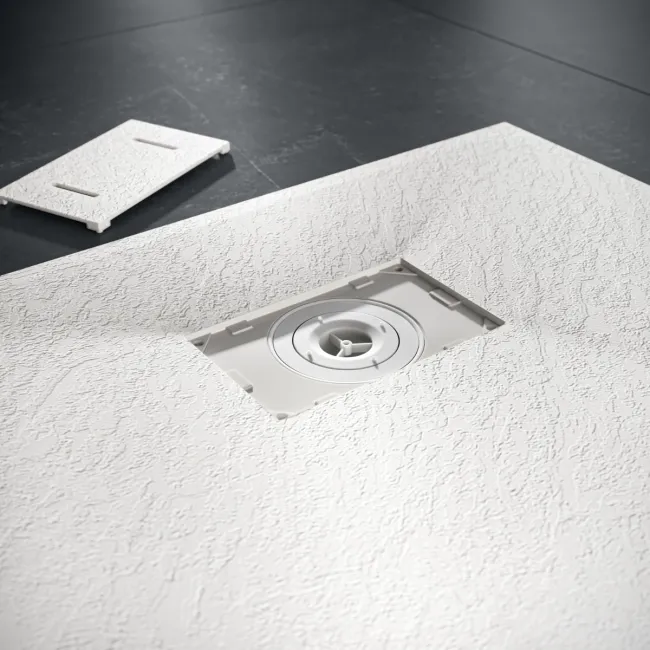 Berlin Rectangular Matt White Slate Effect SMC Composite Shower Tray 1800x700mm