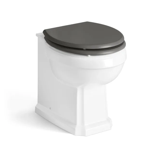 Monaco Graphite Grey Combination Vanity Basin and Hudson Toilet with Wooden Seat 1200mm - Brass Knurled Handles