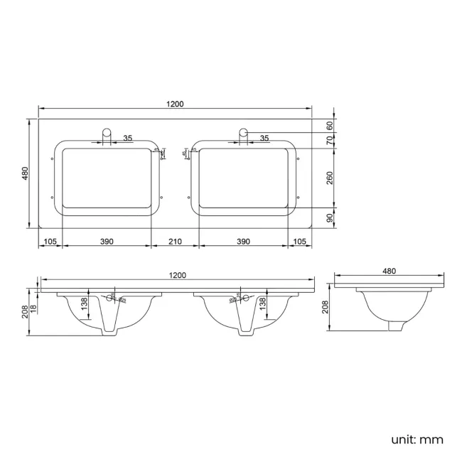 Maru Oak Carrara Marble Vanity Unit & Undermount Basin 1200mm