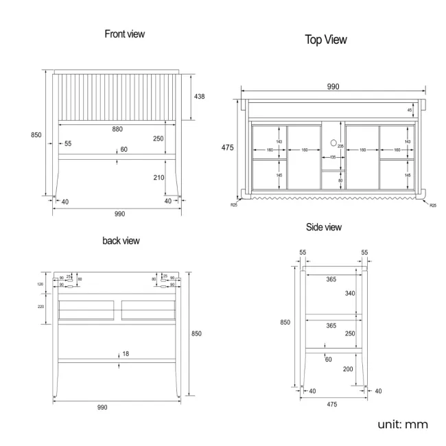 Maru Oak Wood Grain Vanity Cabinet 1000mm with Carrara Marble Top - Basin Not Included
