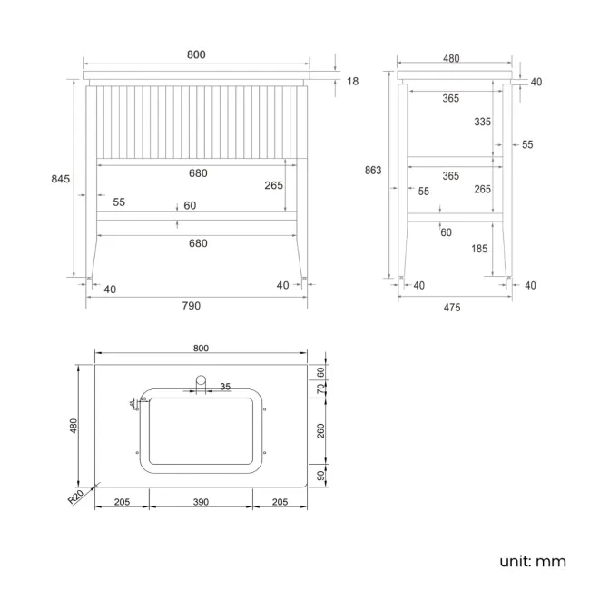 Maru Walnut Carrara Marble Vanity Unit & Undermount Basin 800mm