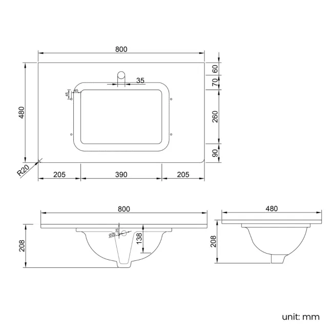 Maru Walnut Carrara Marble Vanity Unit & Undermount Basin 800mm