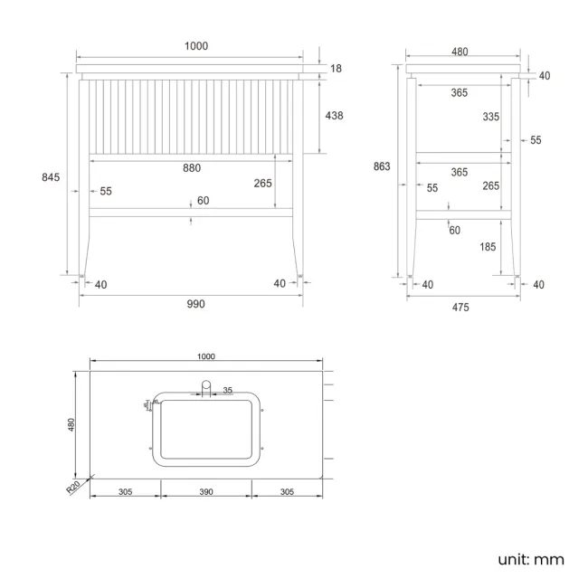 Maru Walnut Carrara Marble Vanity Unit & Undermount Basin 1000mm