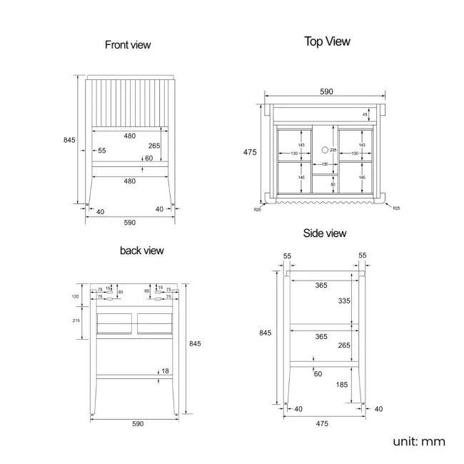 Maru Black Oak Carrara Marble Vanity Unit & Undermount Basin 600mm