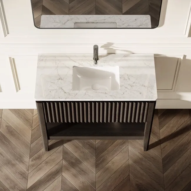 Maru Black Oak Carrara Marble Vanity Unit & Undermount Basin 1000mm