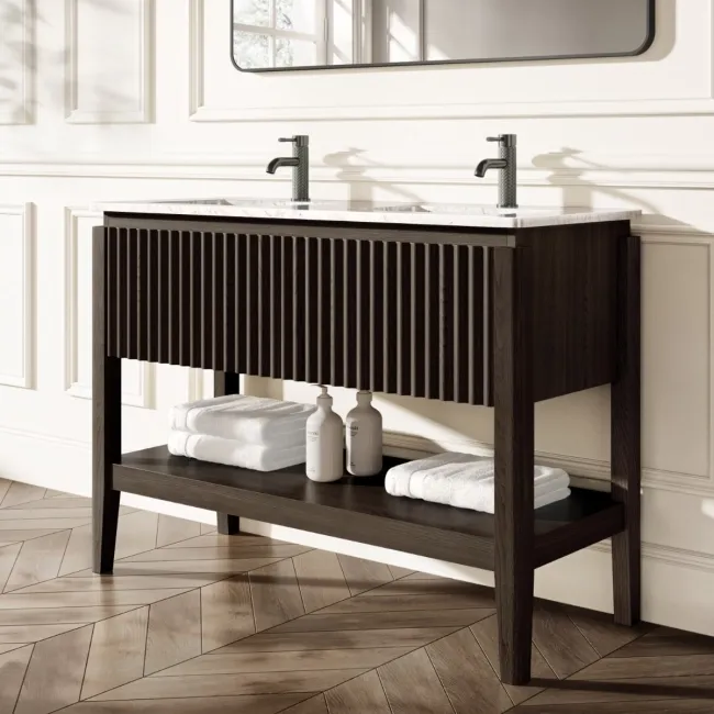 Maru Black Oak Carrara Marble Vanity Unit & Undermount Basin 1200mm