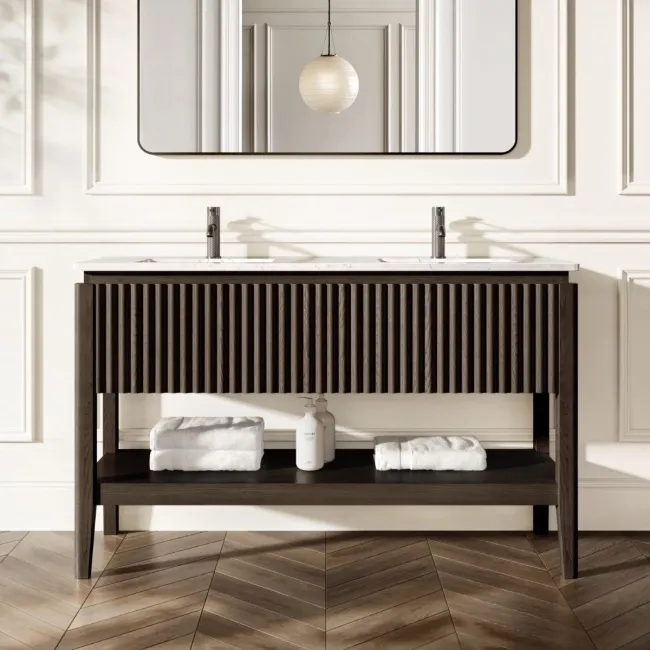 Maru Black Oak Carrara Marble Vanity Unit & Undermount Basin 1400mm