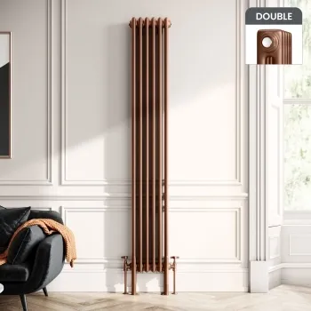 Athens Antique Copper Double Column Vertical Traditional Radiator 1800x290mm