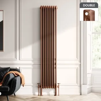 Athens Antique Copper Double Column Vertical Traditional Radiator 1800x380mm