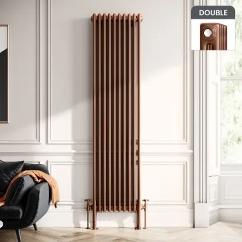 Athens Antique Copper Double Column Vertical Traditional Radiator 1800x470mm