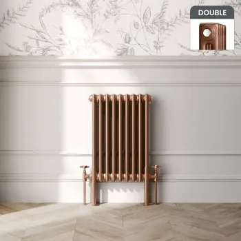 Athens Antique Copper Double Column Horizontal Traditional Radiator 600x425mm
