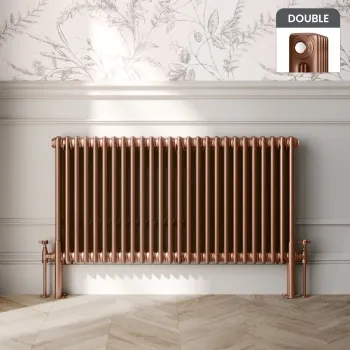 Athens Antique Copper Double Column Horizontal Traditional Radiator 600x1190mm