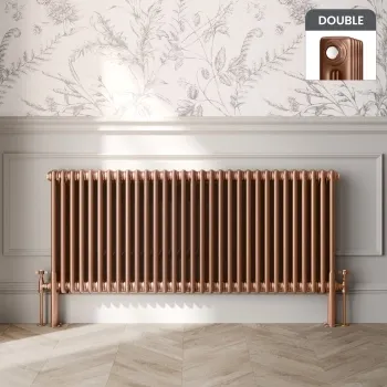 Athens Antique Copper Double Column Horizontal Traditional Radiator 600x1415mm