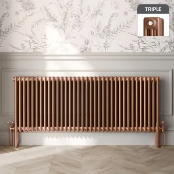 Athens Antique Copper Triple Column Horizontal Traditional Radiator 600x1595mm