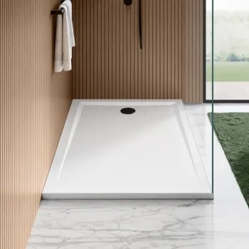 Sydney Low Profile Rectangular Gloss White Stone Shower Tray 1400x800mm