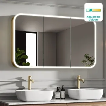 Willow Brushed Brass Illuminated LED Mirror Cabinet 700x1200mm