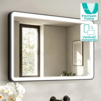 Libby Matt Black Illuminated LED Mirror 1026x655mm
