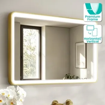 Libby Brushed Brass Illuminated LED Mirror 1026x655mm